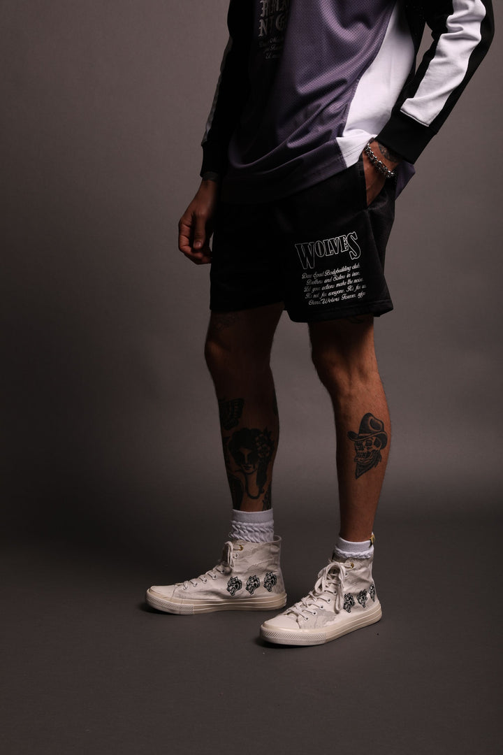 Our Way Patch Liam 4.5" Mesh Shorts (V2) in Black Native Camo