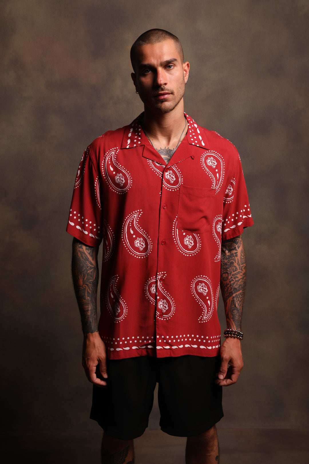 Southwest Paisley Ace Button Up Shirt in Western Red