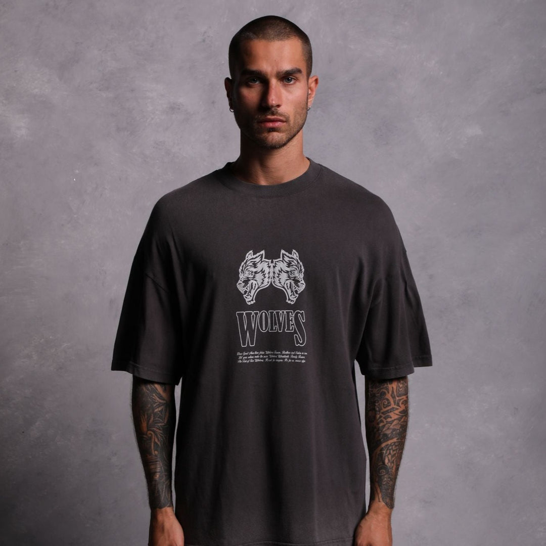 Moth To A Flame "Premium Vintage" Oversized Unisex Tee in Wolf Gray