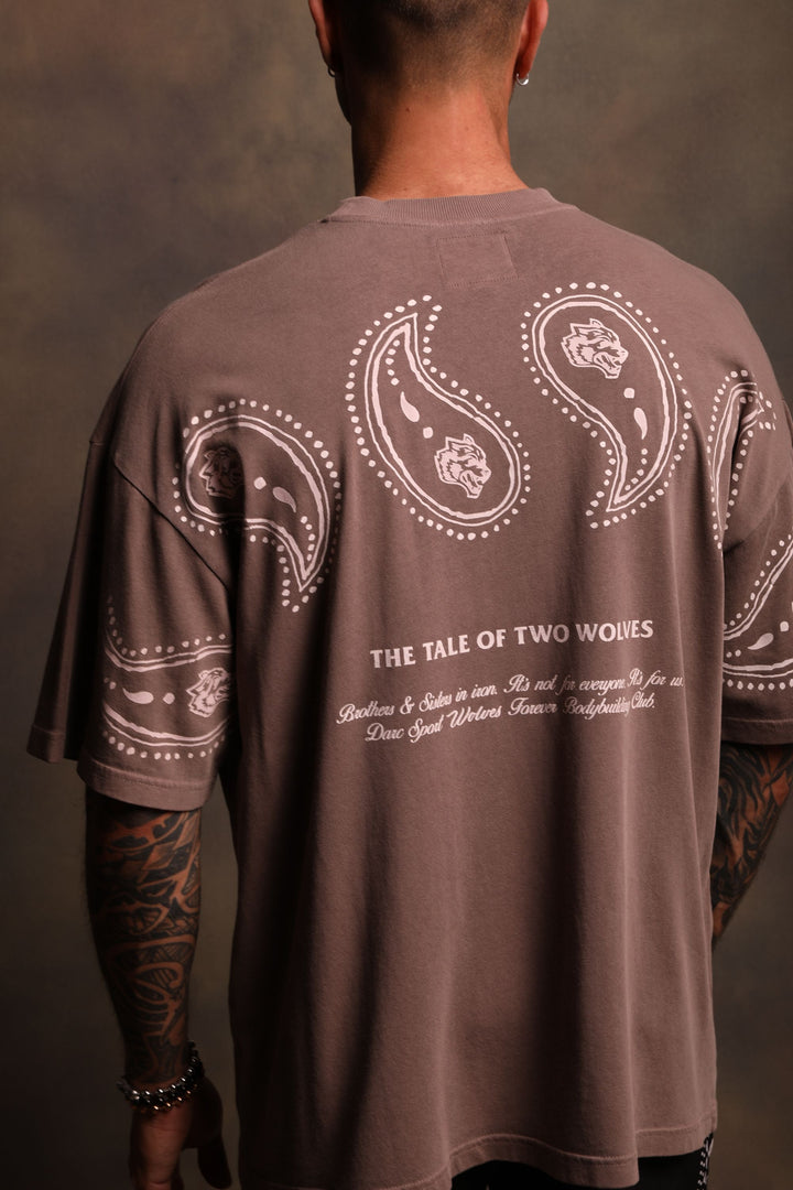 Southwest Paisley "Premium Vintage" Oversized Tee in Mojave Brown