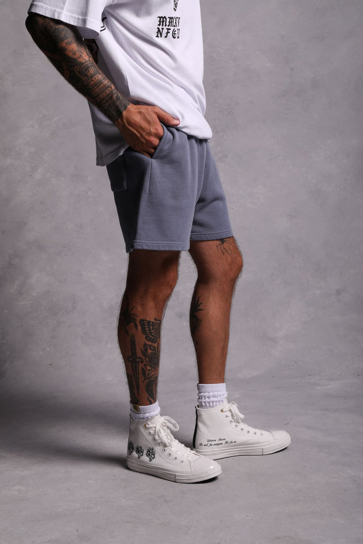 Fired Up Patch Liam Sweat Shorts in Norse Blue