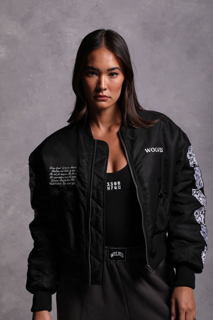 Covered Trin Bomber Jacket in Black