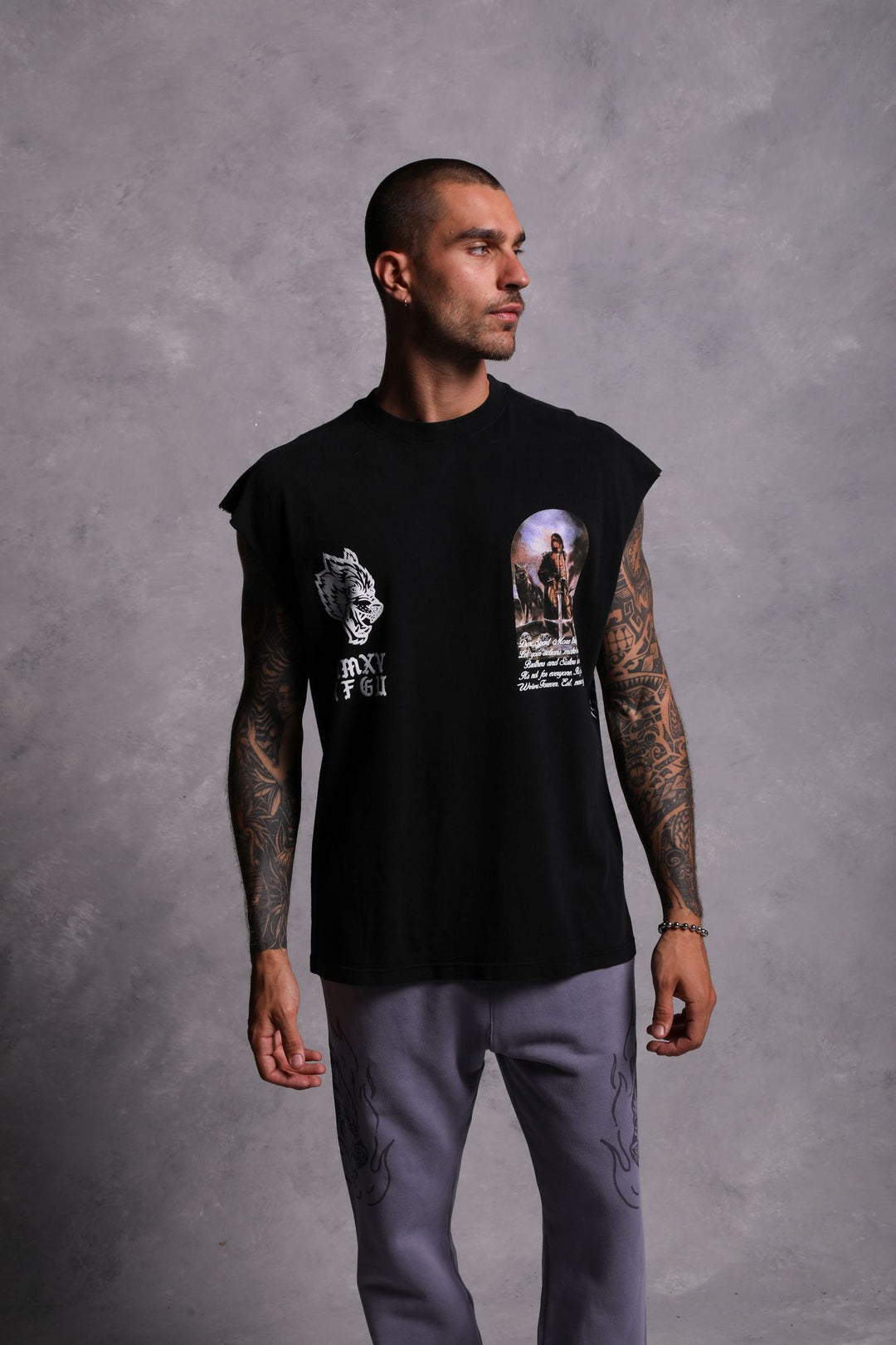 Still Standing "Premium Vintage" Muscle Tee in Black
