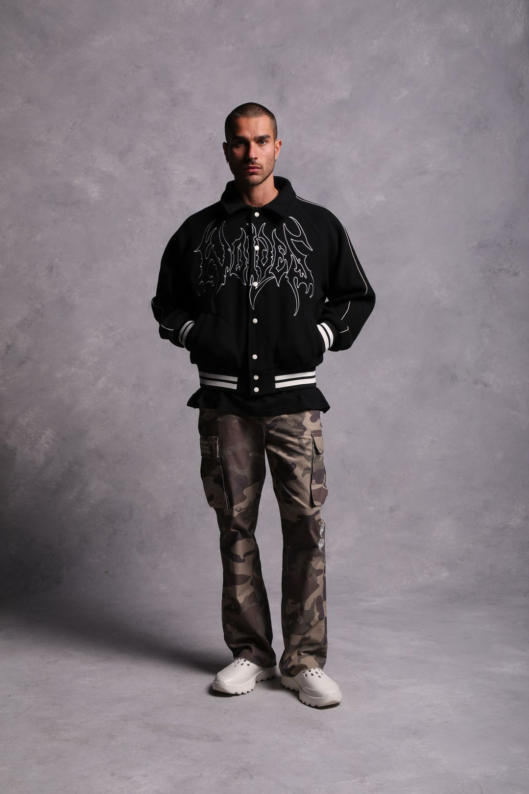Until Valhalla Roxy Box Cut Rudy Lettermans Jacket in Black
