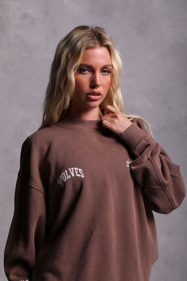Sewn Together "Vintage Cornell" She Crewneck in Norse Brown