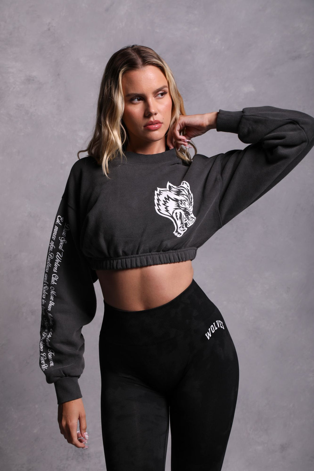 In Our Heart "Vintage Gwen" (Cropped) Crewneck in Wolf Gray