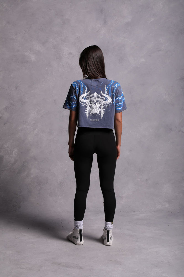 Above Us "Premium Vintage" Distressed (Cropped) Tee in Norse Blue