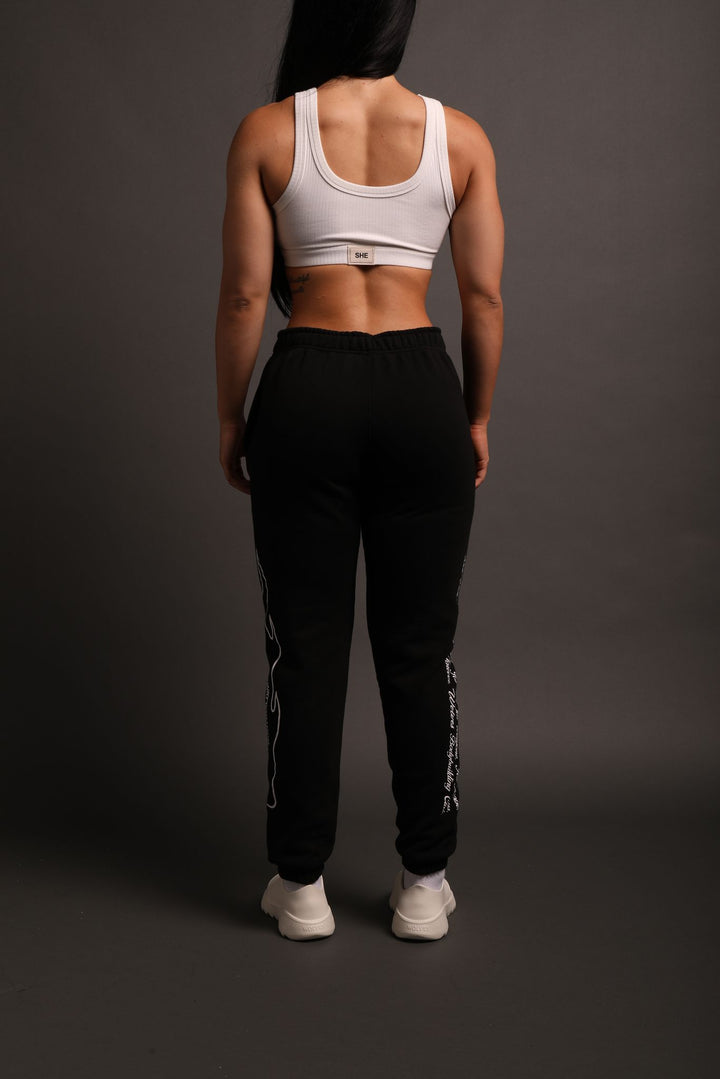 Move Fast She Post Lounge Sweats in Black
