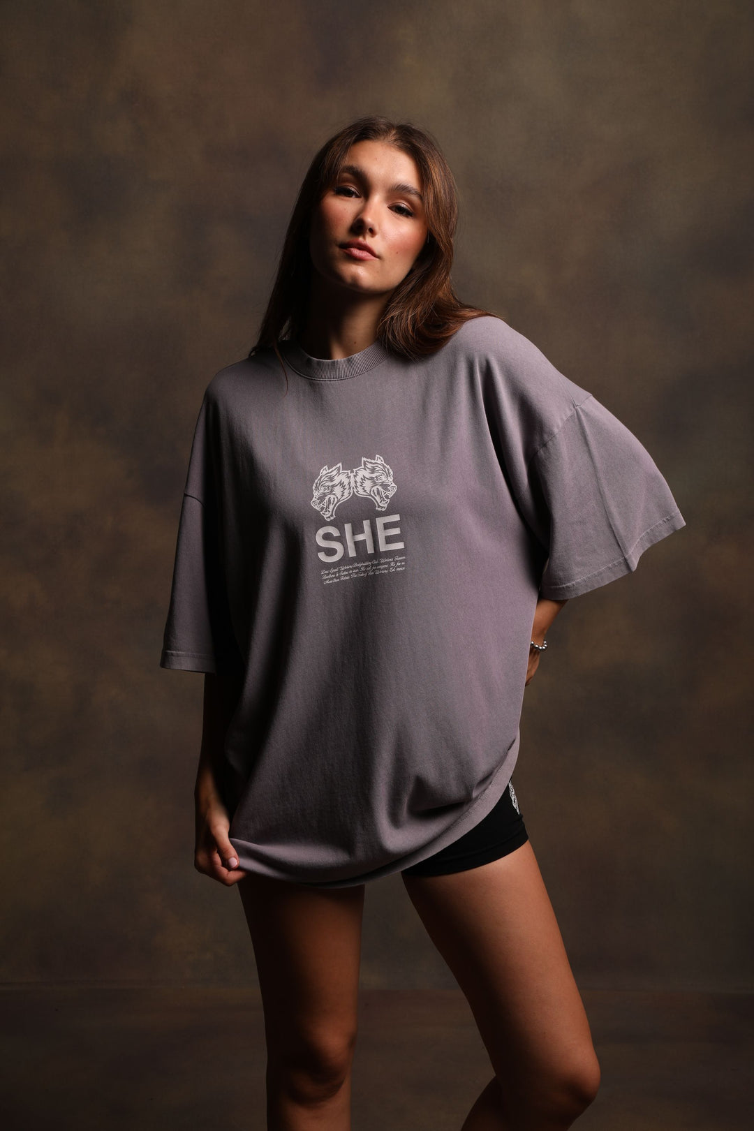 She's Gritty "Premium Vintage" Pump Cover Tee in Purple Stone