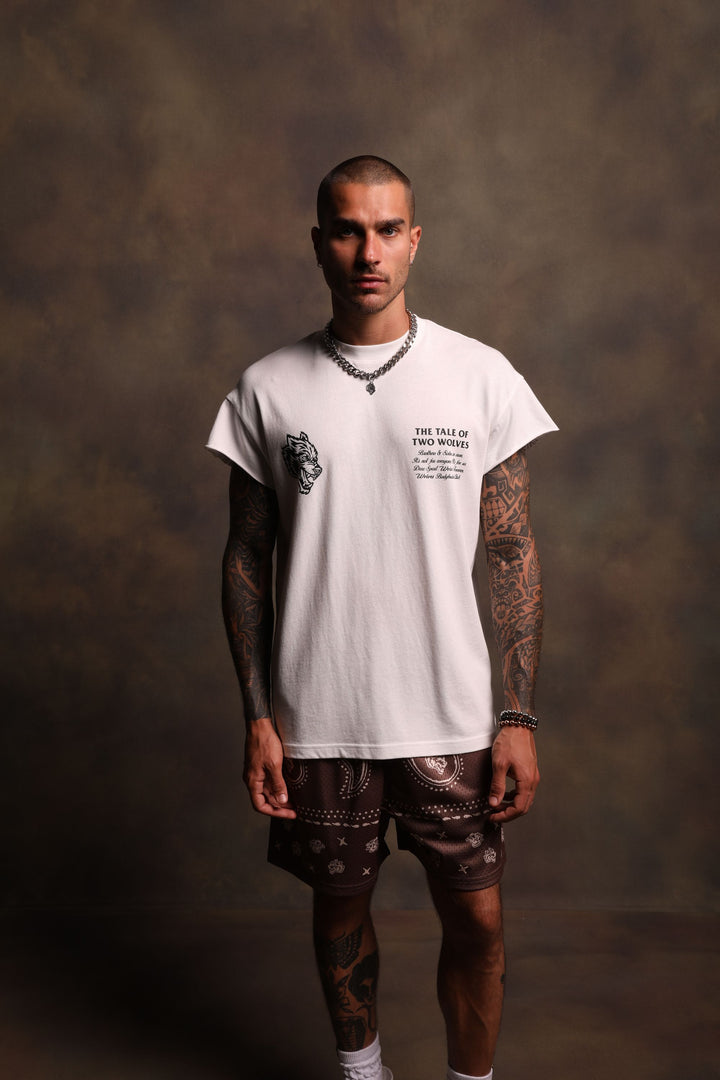 Southwest Paisley "Premium Vintage" (Cap Sleeve) Tee in Cream