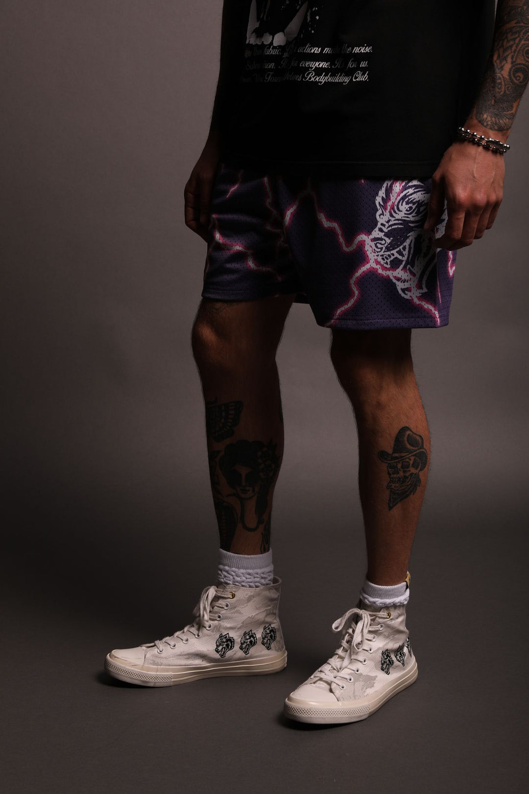Big Wolf Lightning 5" Mesh Shorts in Vintage Plum