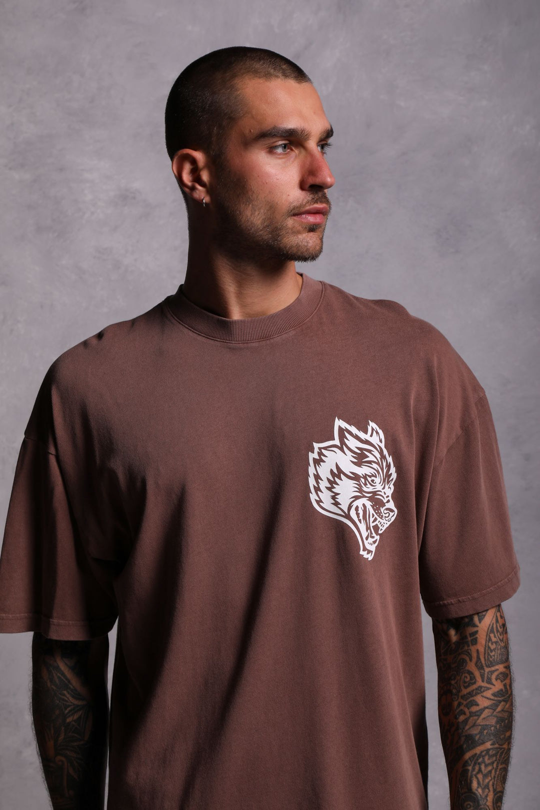 Us Vs. Them "Premium Vintage" Oversized Tee in Norse Brown