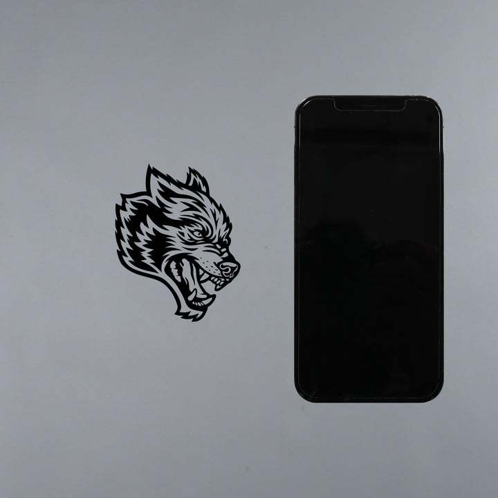 Small Wolf Head Decal Sticker In Black