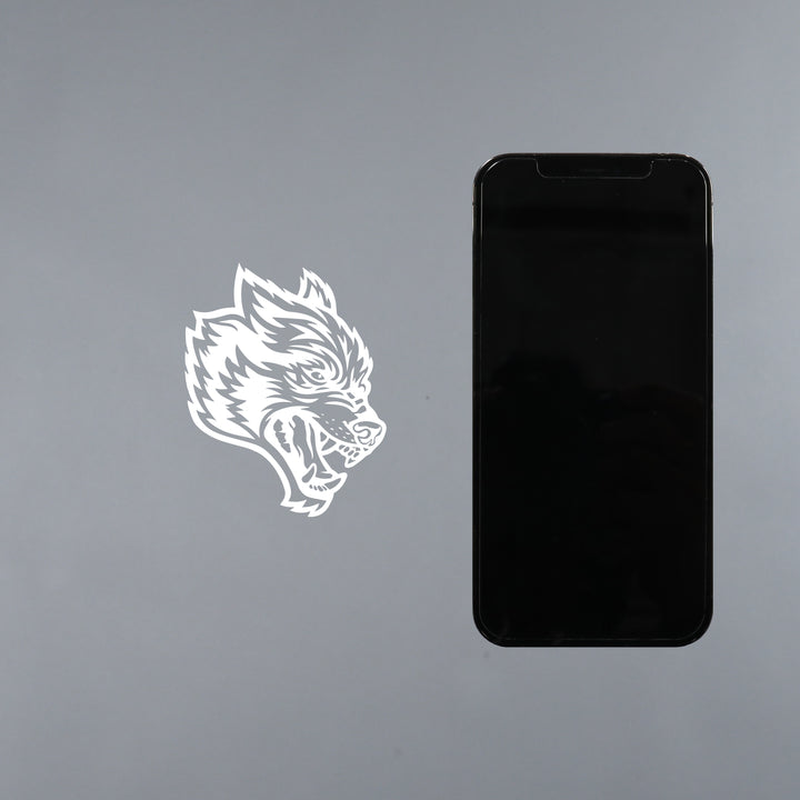 Small Wolf Head Decal Sticker In White