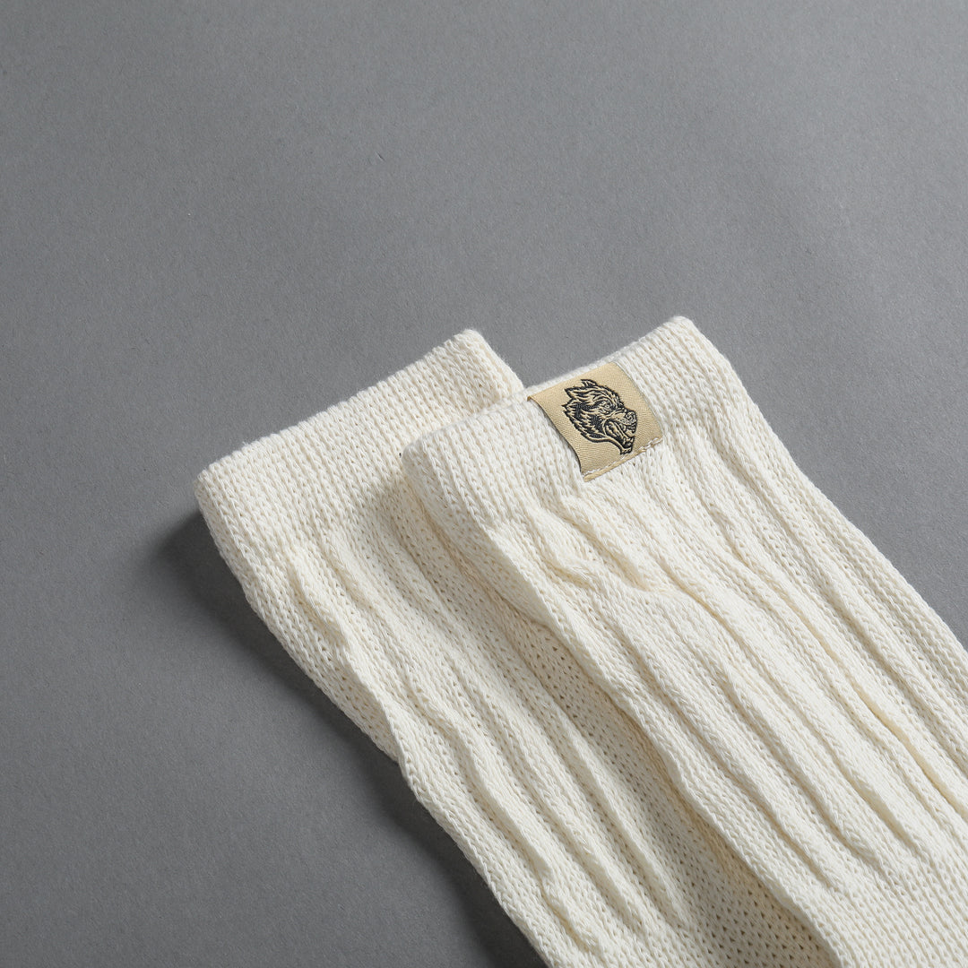 Wolf Patch Comfy Socks in Cream