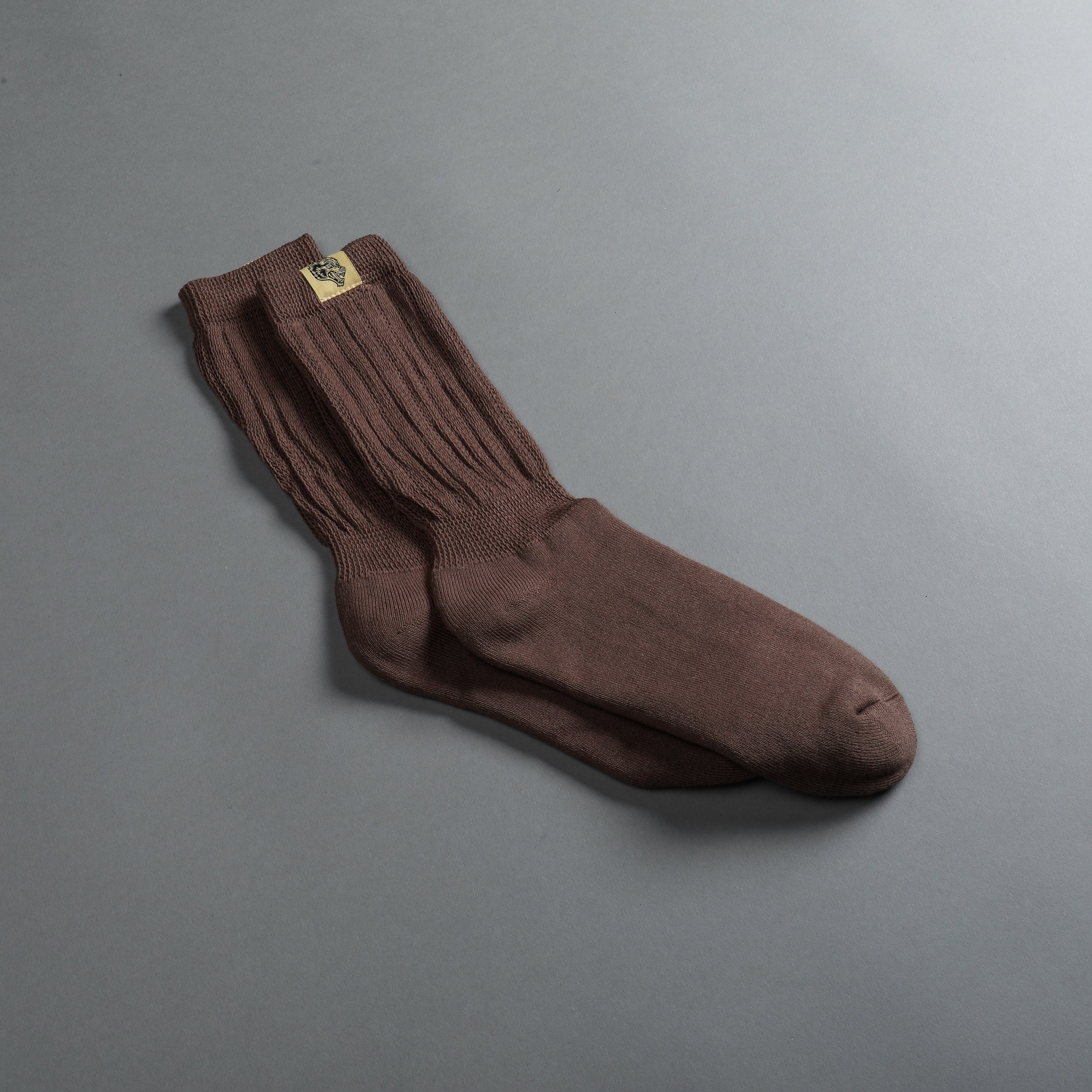 Wolf Patch Comfy Socks in Combat Brown