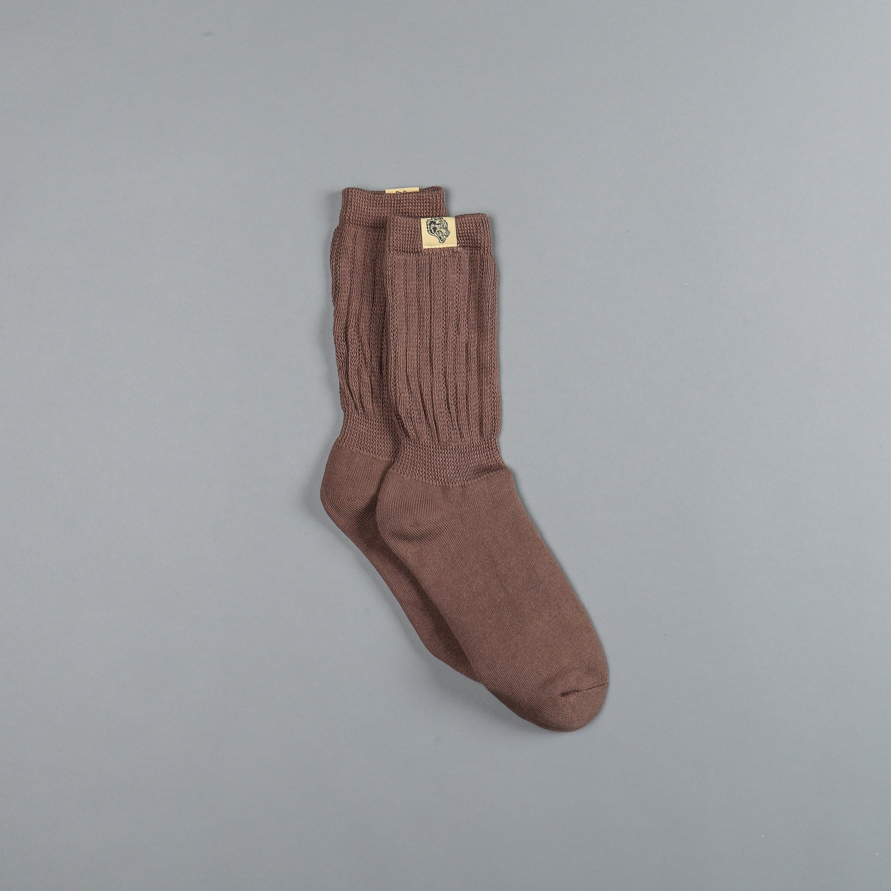 Wolf Patch Comfy Socks in Combat Brown