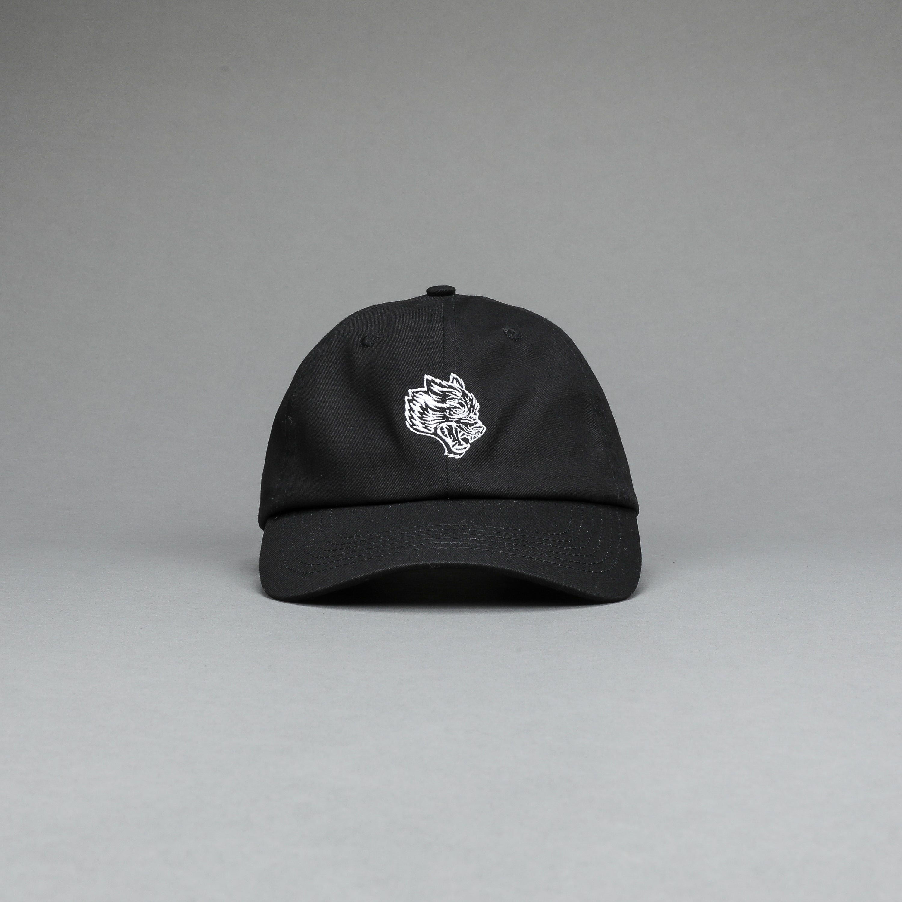 Wolf Head Dad Hat in Black