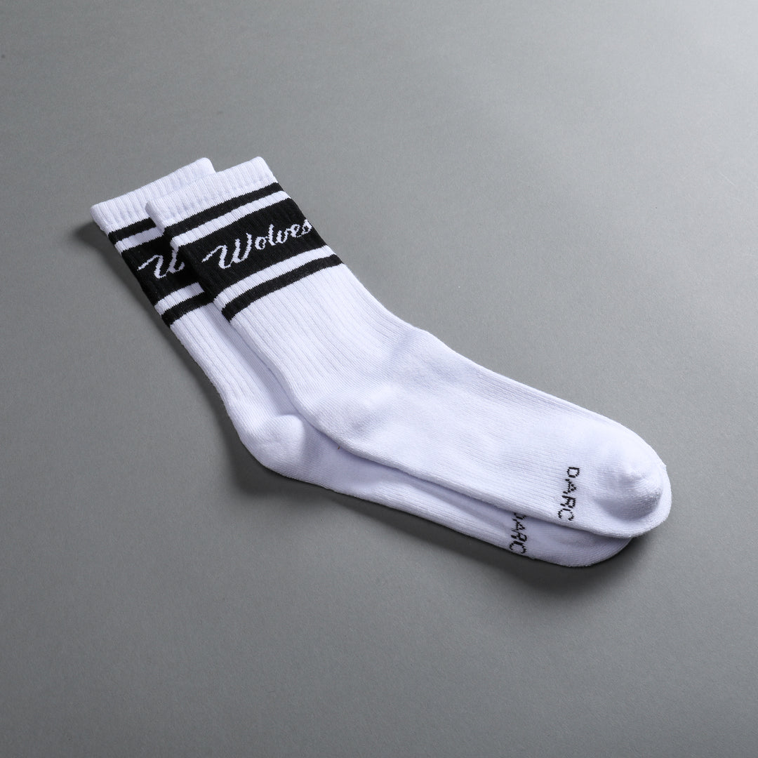 Wolves Cursive League Classic Socks in White/Black/Black