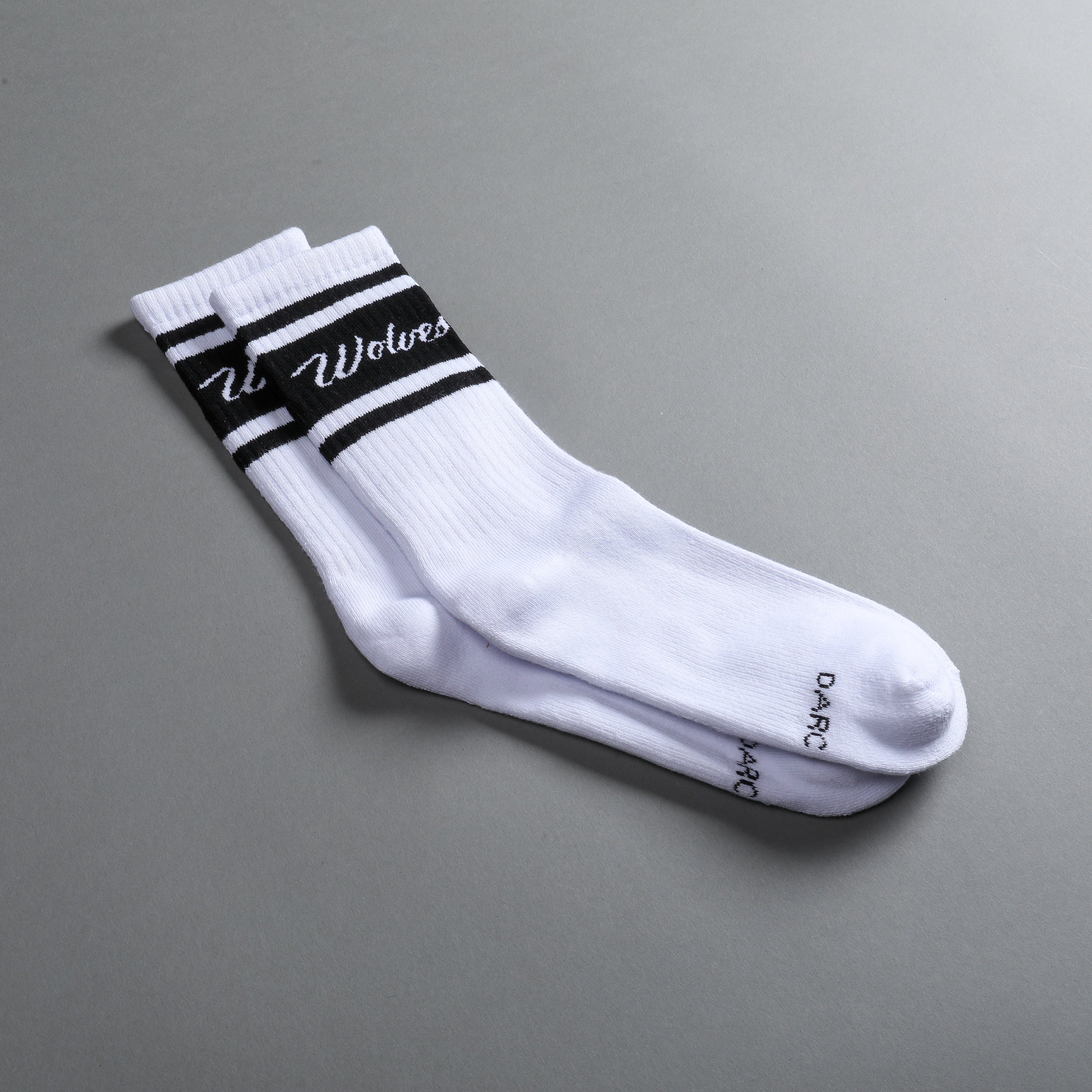 Wolves Cursive League Classic Socks in White/Black/Black
