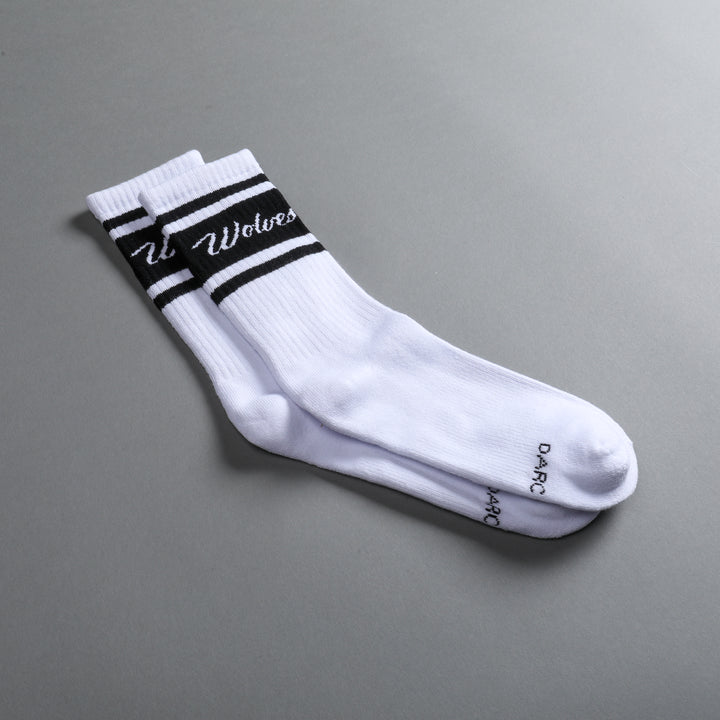 Wolves Cursive League Classic Socks in White/Black/Black