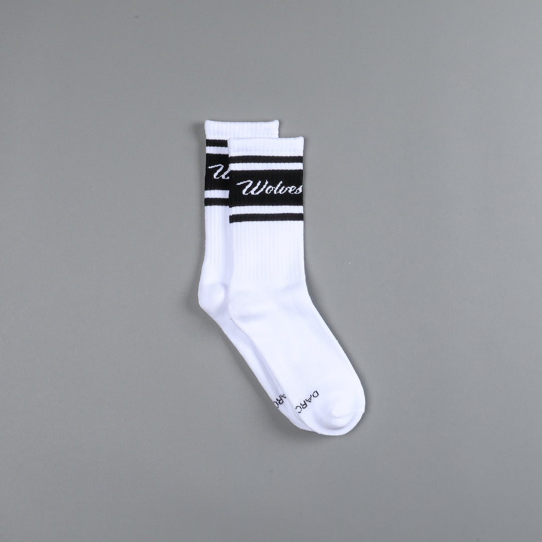 Wolves Cursive League Classic Socks in White/Black/Black