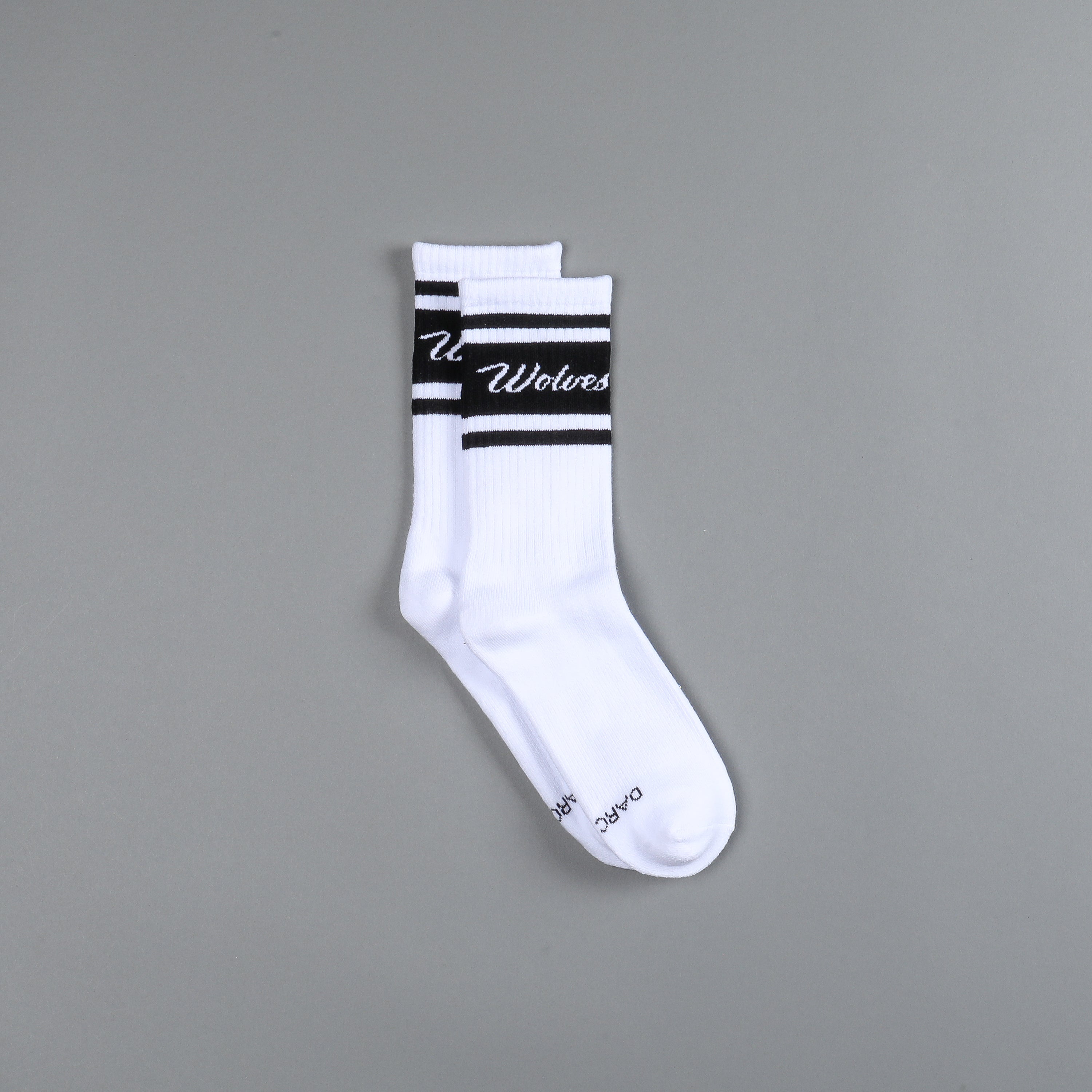 Wolves Cursive League Classic Socks in White/Black/Black