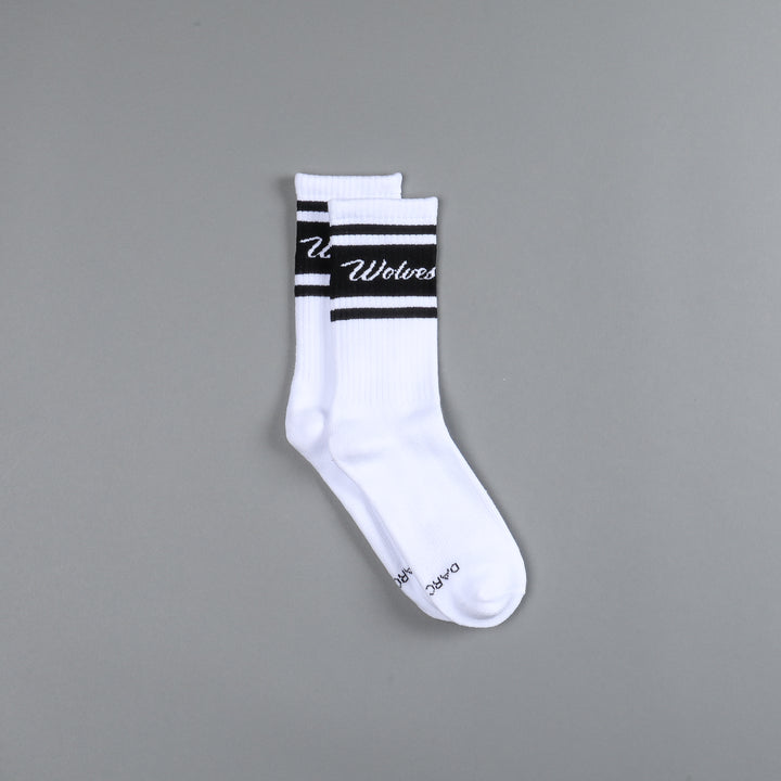 Wolves Cursive League Classic Socks in White/Black/Black