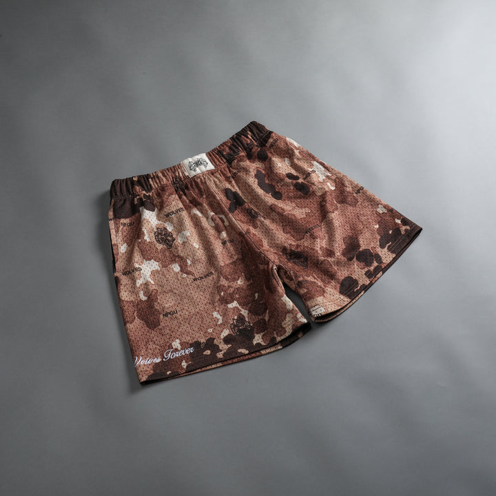 Sewn Together Patch Liam Mesh Shorts in Canyon Origin Camo