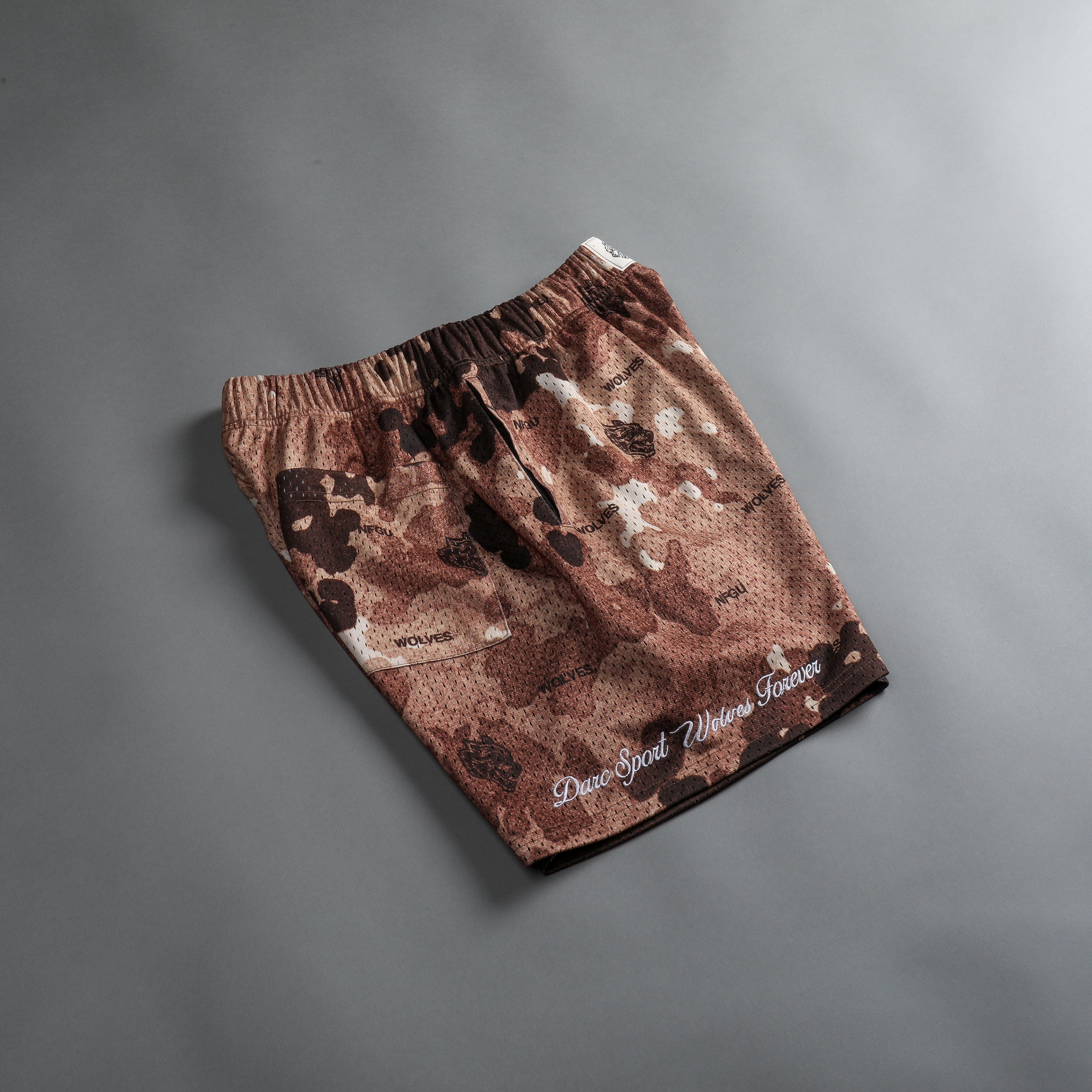 Sewn Together Patch Liam Mesh Shorts in Canyon Origin Camo