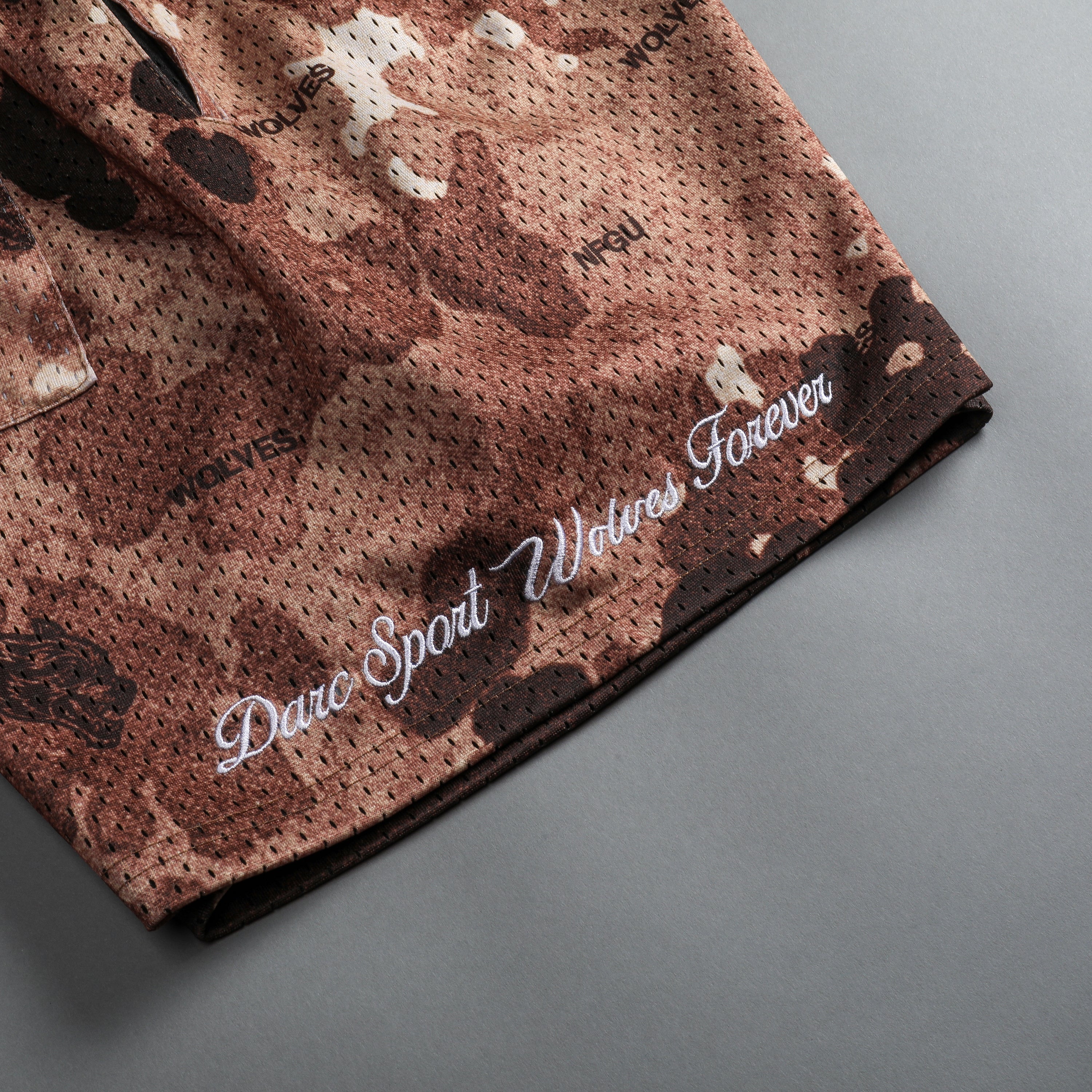 Sewn Together Patch Liam Mesh Shorts in Canyon Origin Camo