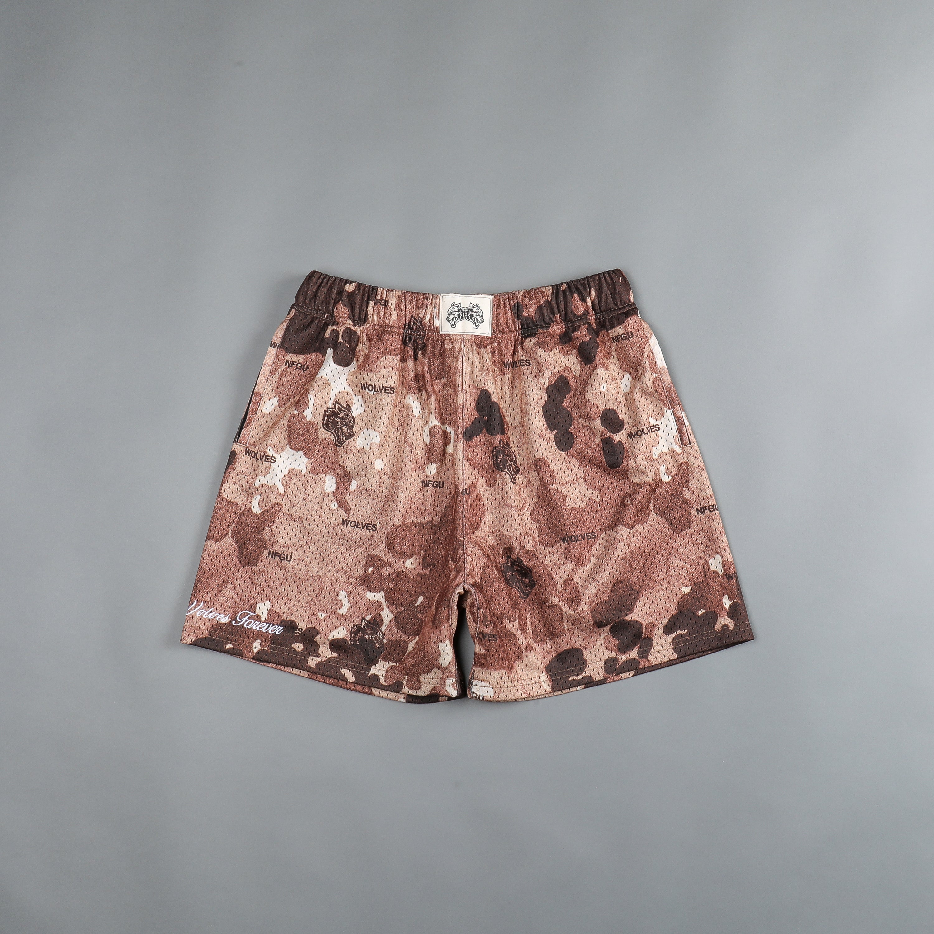 Sewn Together Patch Liam Mesh Shorts in Canyon Origin Camo