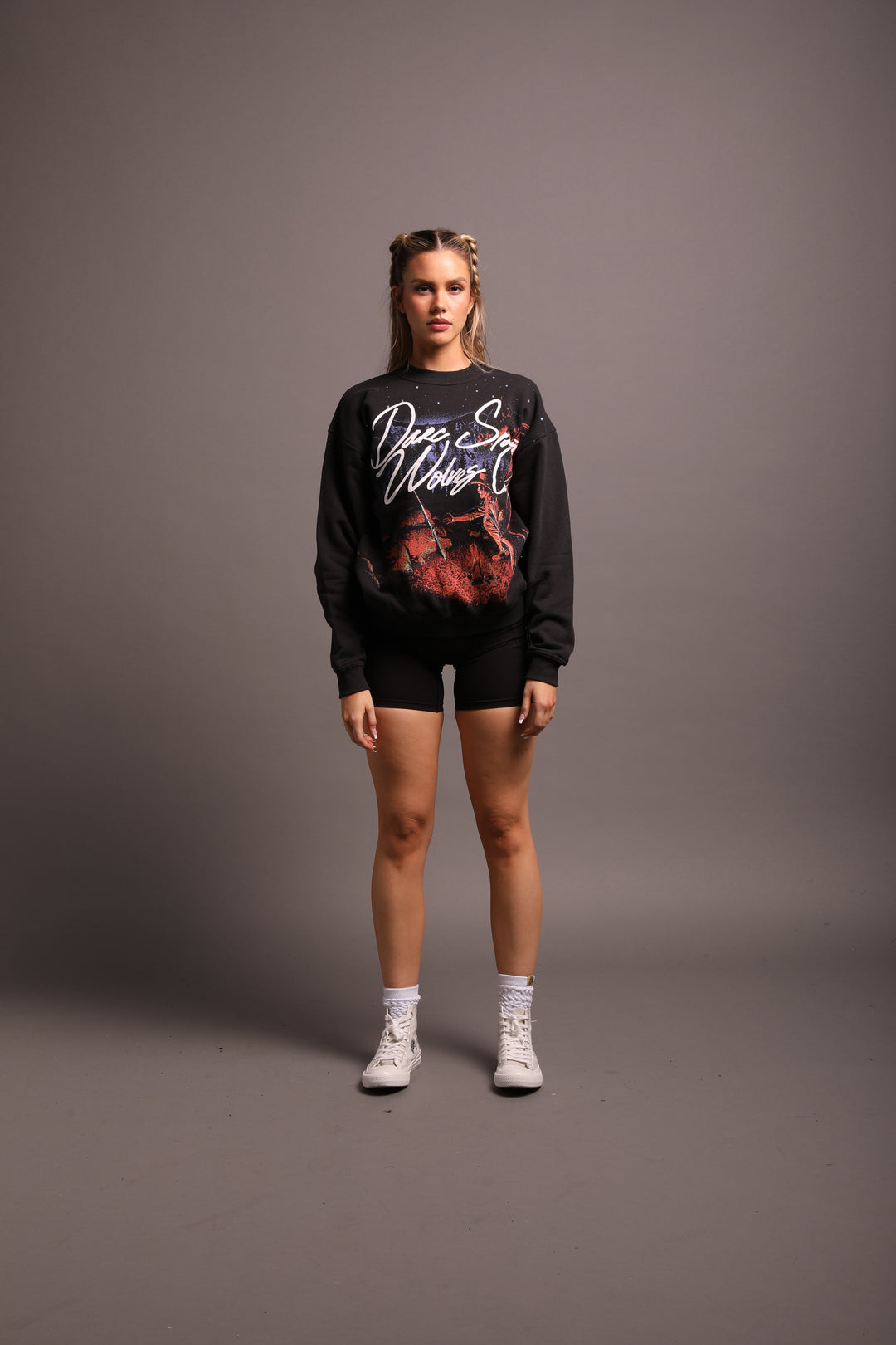 She The Hardest Climb "Vintage London" Crewneck in Charcoal