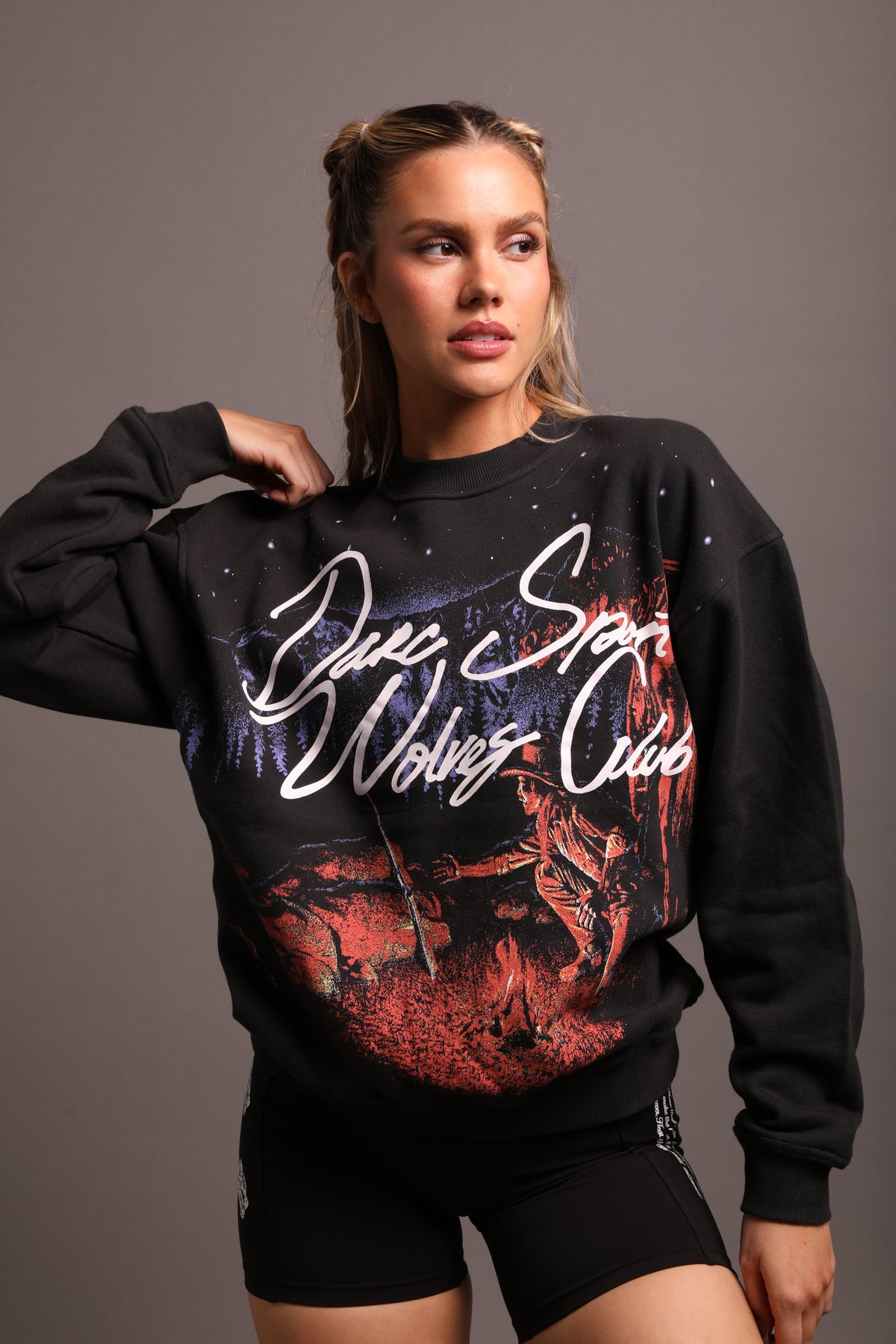 She The Hardest Climb "Vintage London" Crewneck in Charcoal