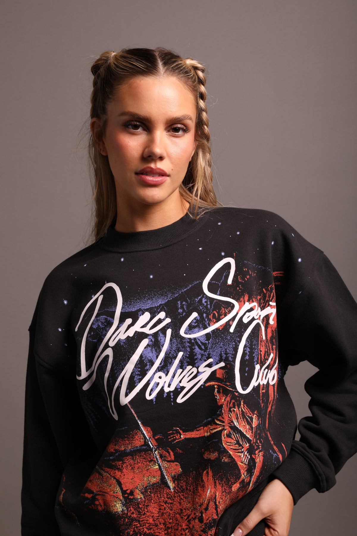 She The Hardest Climb "Vintage London" Crewneck in Charcoal