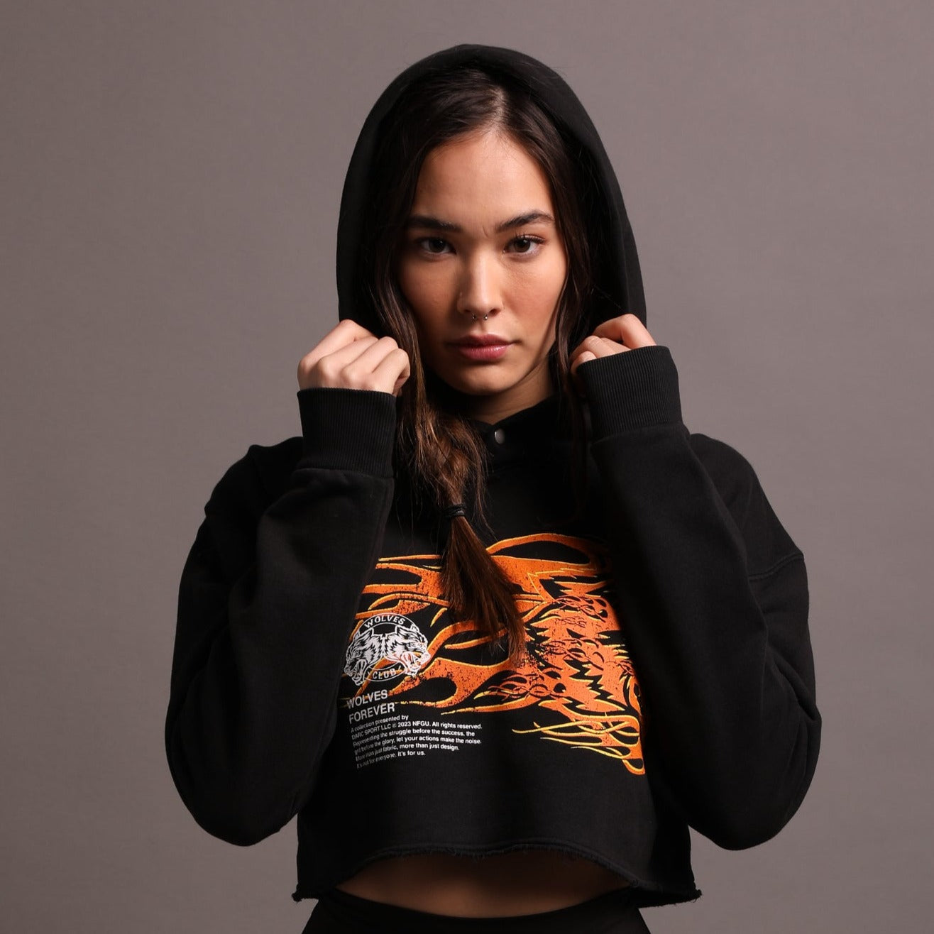 She Hell Can't Hold Us "Pierce" (Cropped) Hoodie in Black