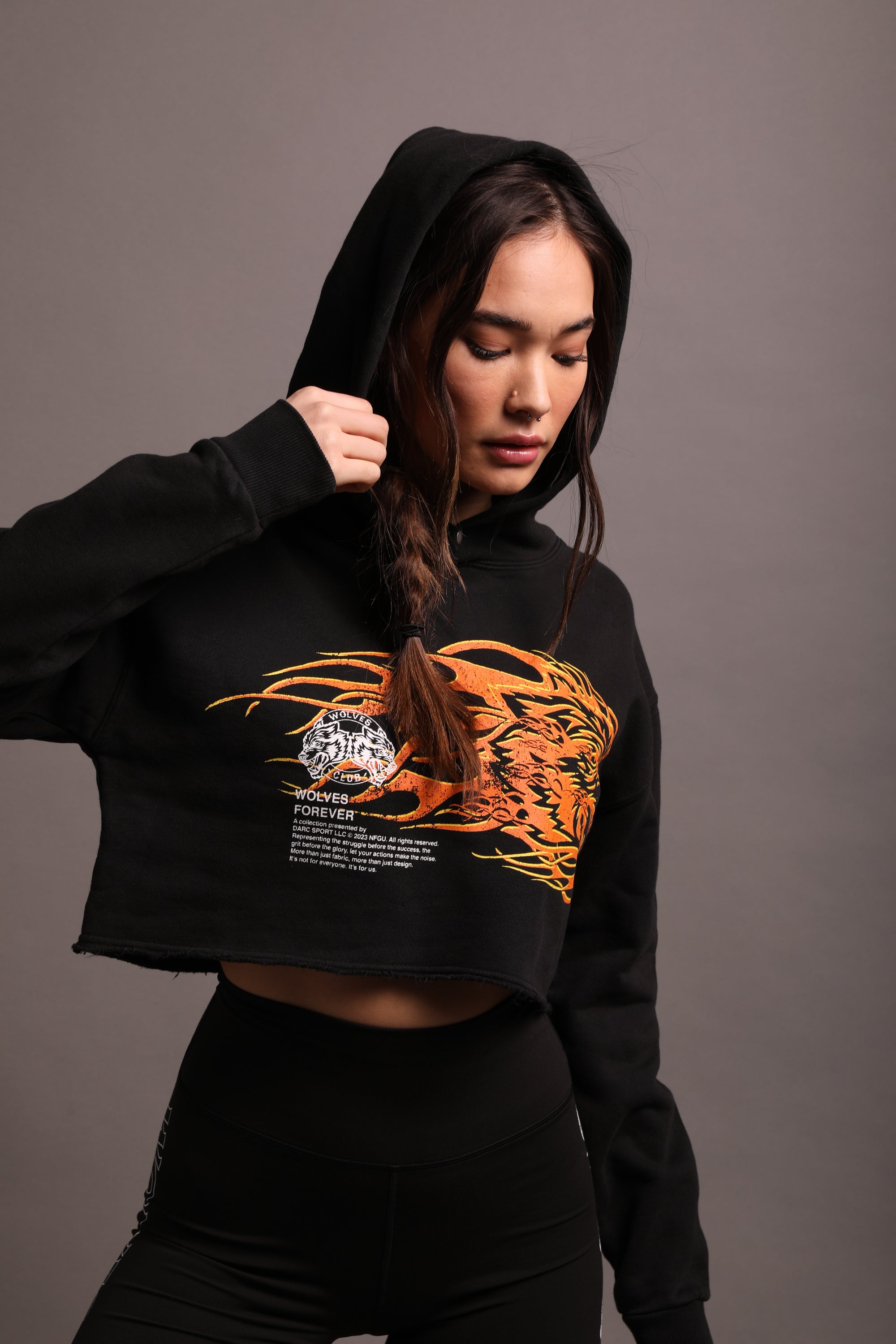 She Hell Can't Hold Us "Pierce" (Cropped) Hoodie in Black