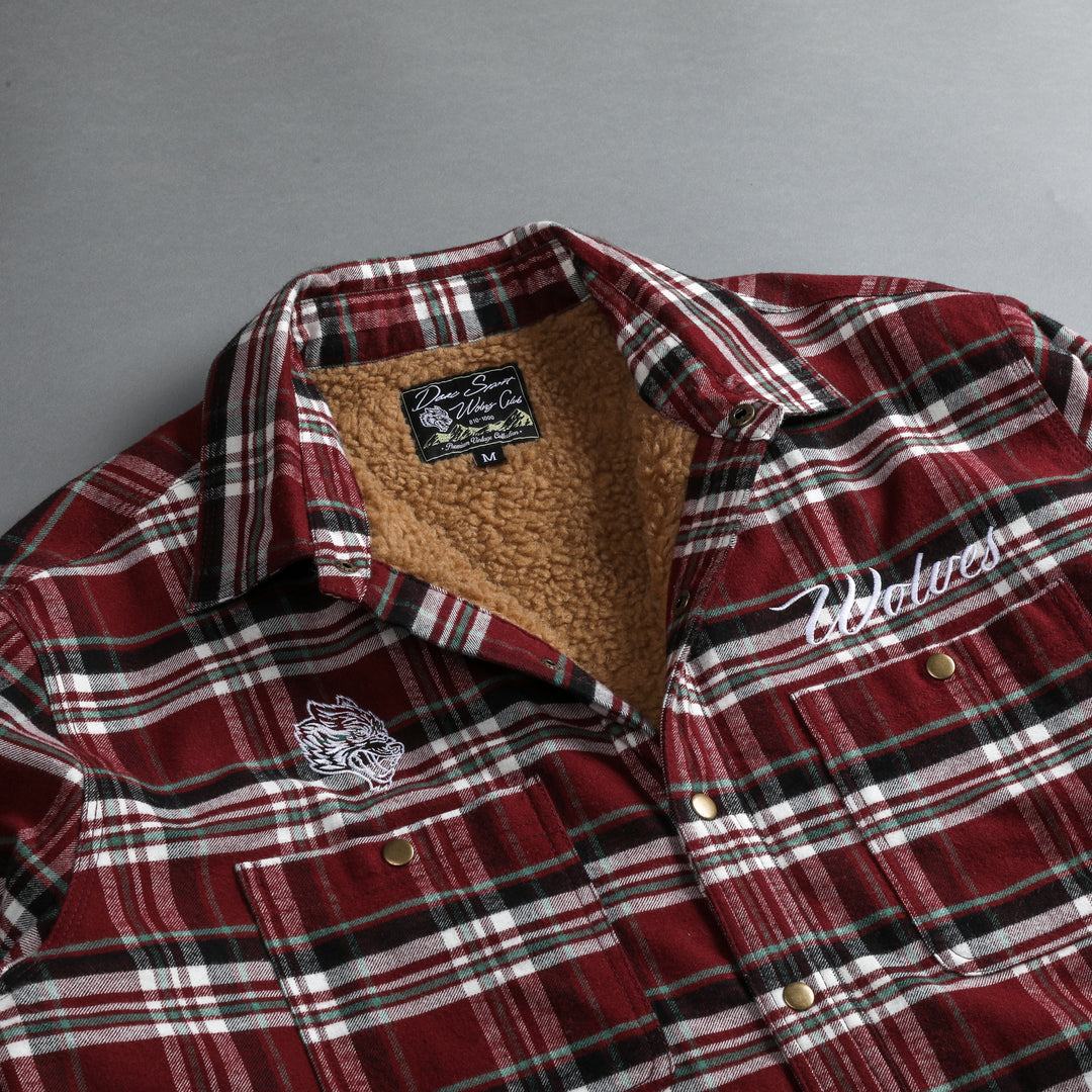 Seattle Sherpa Lined Flannel in Brick Plaid