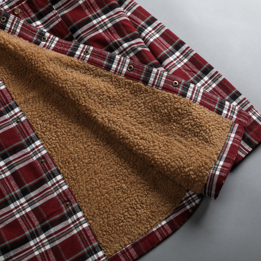 Seattle Sherpa Lined Flannel in Brick Plaid
