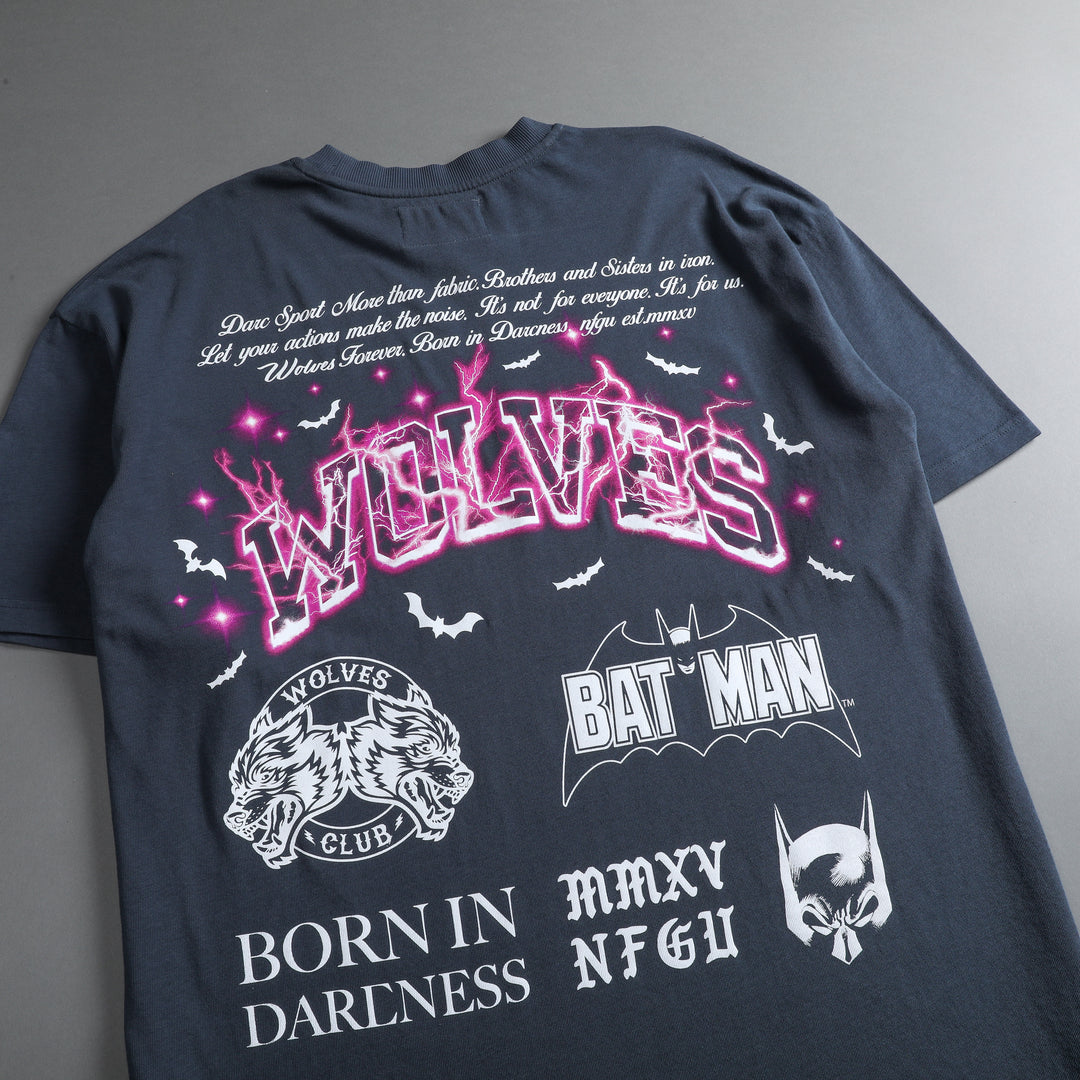 Darc Knight "Premium" Oversized Tee in Gotham Blue/Violet