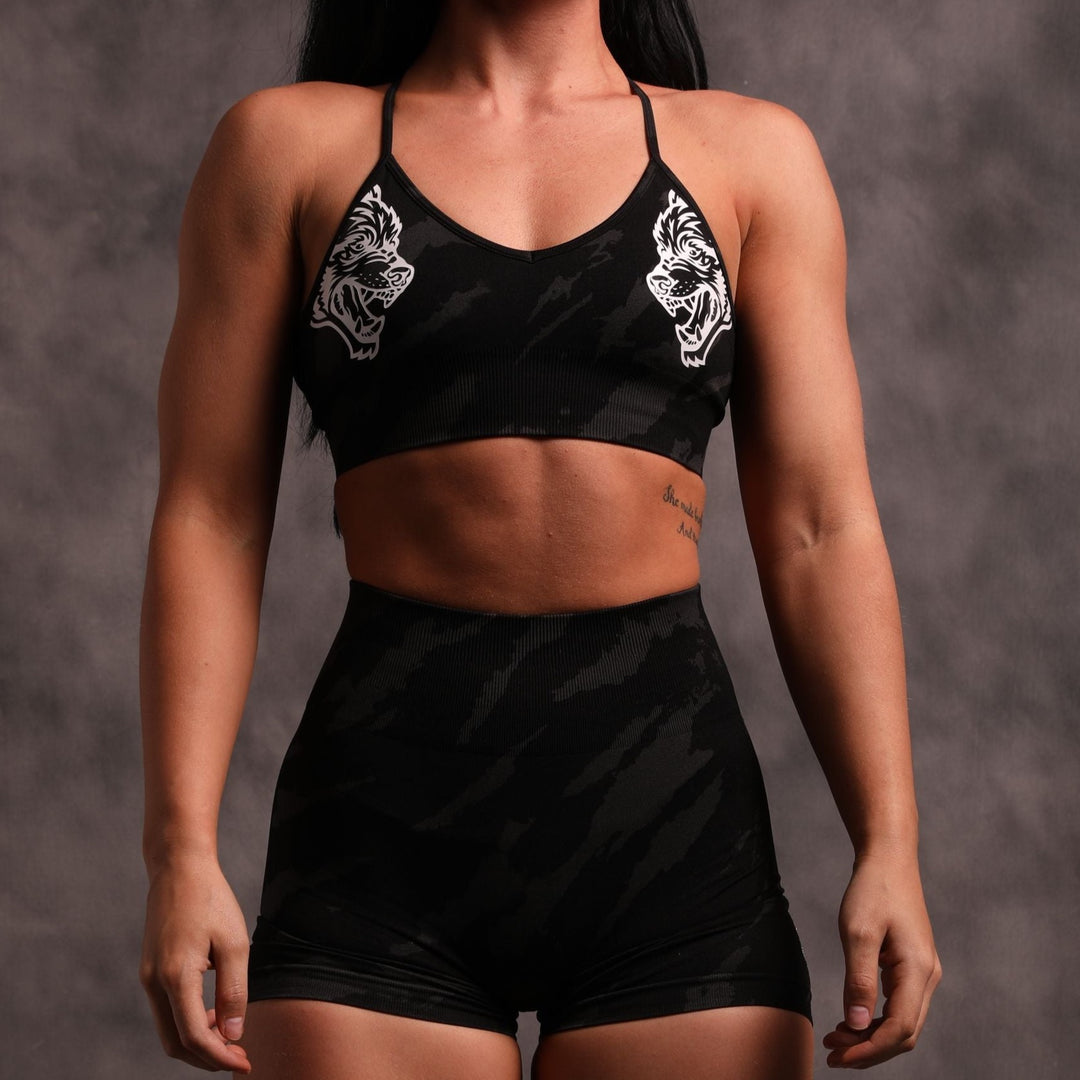 She Wolves Forever Seamless Everson Shorts in Black Native Camo