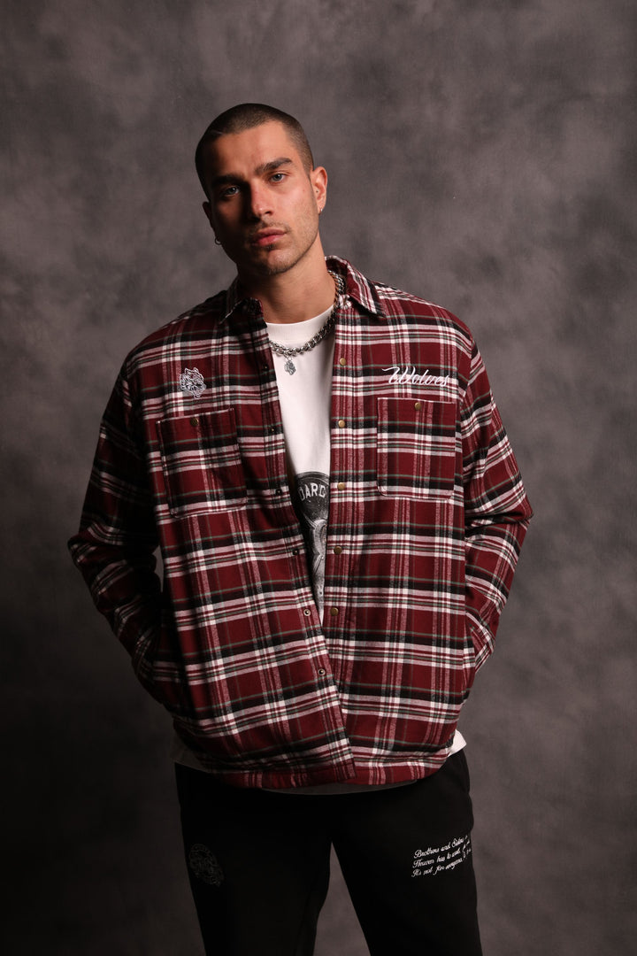 Seattle Sherpa Lined Flannel in Brick Plaid