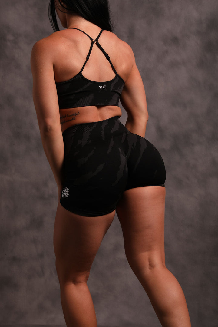 She Wolves Forever Seamless Everson Shorts in Black Native Camo