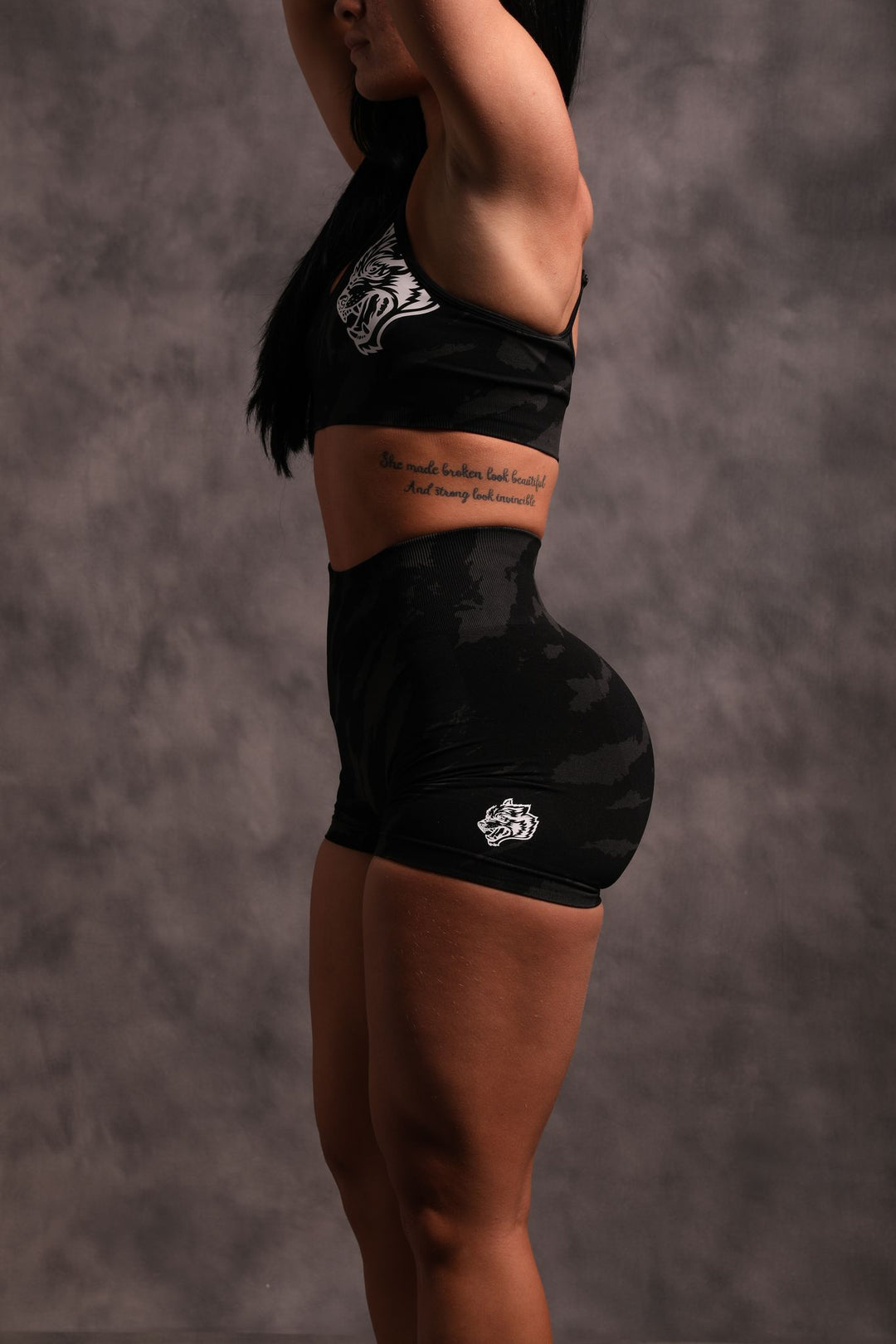 She Wolves Forever Seamless Everson Shorts in Black Native Camo