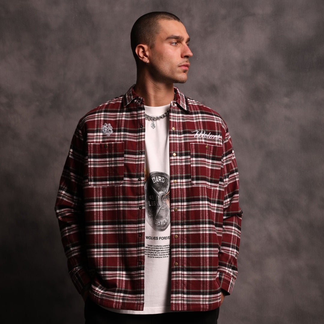 Seattle Sherpa Lined Flannel in Brick Plaid