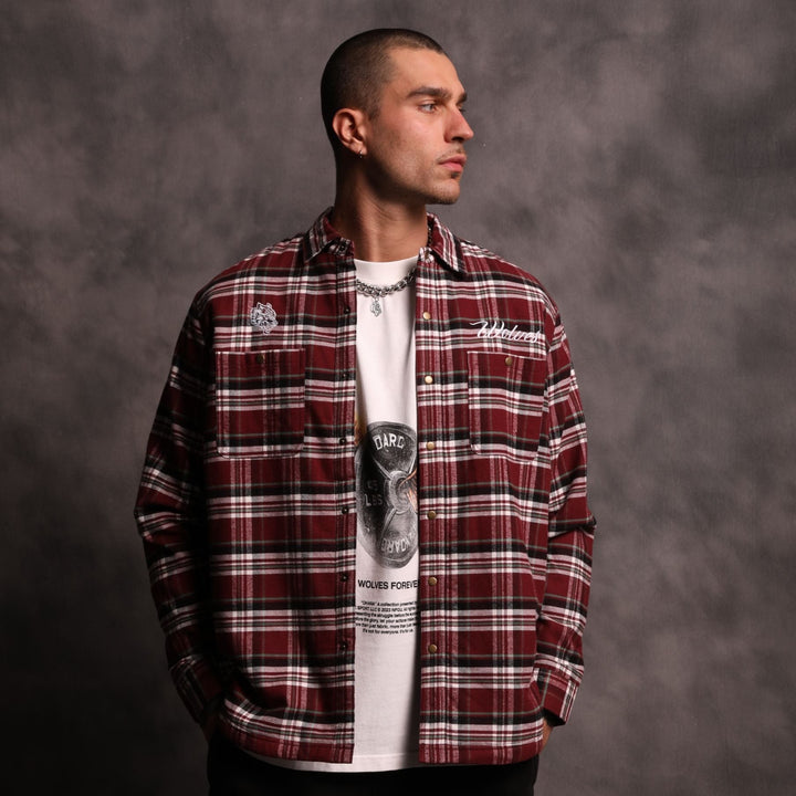 Seattle Sherpa Lined Flannel in Brick Plaid